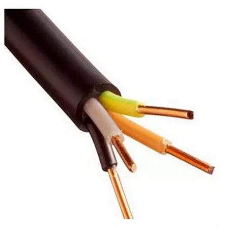 Câble U1000 R2V CU (Rigide) - 4G2.5 mm² (liseret jaune) - Coupe au mètre - Réf : R2V-4G2.5-jaune