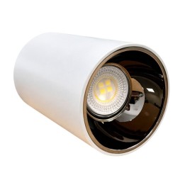 Krisane - Support spot saillie cylindrique avec douille et ampoule 3000K - noir et blanc - Réf : KRI30002
