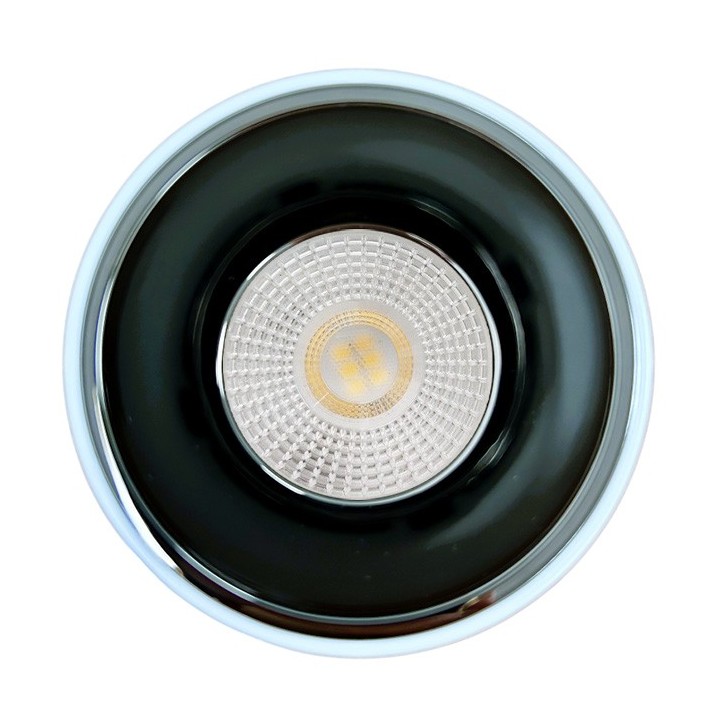 Krisane - Support spot saillie cylindrique avec douille et ampoule 3000K - noir et blanc - Réf : KRI30002
