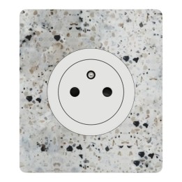 Schneider Odace - Prise 2P+T affleurante blanc craie - 10AX - avec plaque Architecte Terrazzo - Réf : S920052-PAT