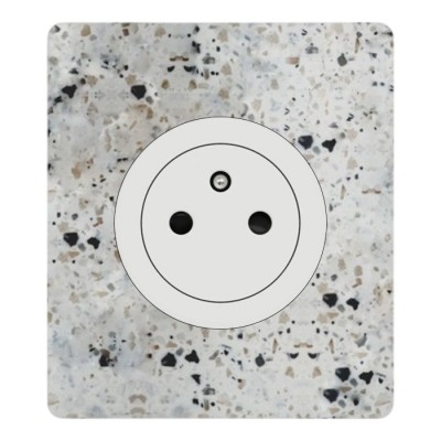 Schneider Odace - Prise 2P+T affleurante blanc craie - 10AX - avec plaque Architecte Terrazzo - Réf : S920052-PAT