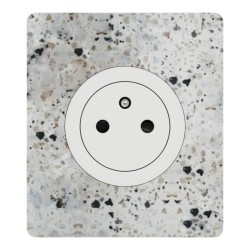 Schneider Odace - Prise 2P+T affleurante blanc craie - 10AX - avec plaque Architecte Terrazzo - Réf : S920052-PAT