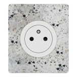 Schneider Odace - Prise 2P+T affleurante blanc craie - 10AX - avec plaque Architecte Terrazzo - Réf : S920052-PAT