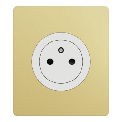 Schneider Odace - Prise 2P+T affleurante blanc craie - 10AX - avec plaque Architecte laiton - Réf : S920052-PAL