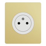 Schneider Odace - Prise 2P+T affleurante blanc craie - 10AX - avec plaque Architecte laiton - Réf : S920052-PAL