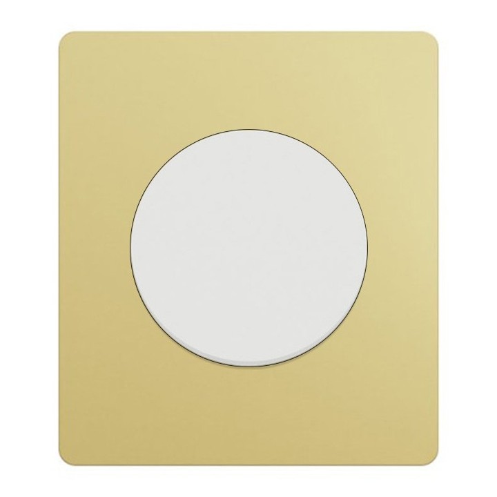 Schneider Odace - va-et-vient ou poussoir blanc craie - 10AX - avec plaque Architecte laiton - Réf : S920204-PAL