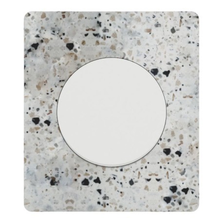 Schneider Odace - va-et-vient ou poussoir blanc craie - 10AX - avec plaque Architecte Terrazzo - Réf : S920204-PAT