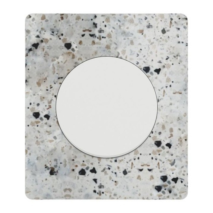 Schneider Odace - va-et-vient ou poussoir blanc craie - 10AX - avec plaque Architecte Terrazzo - Réf : S920204-PAT