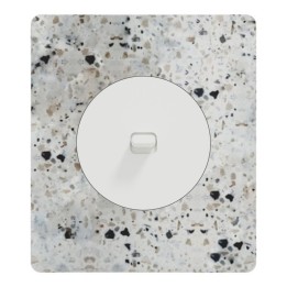 Schneider Odace - va-et-vient ou poussoir à levier 10AX blanc - avec plaque Architecte terrazzo - Réf : S920203-PAT