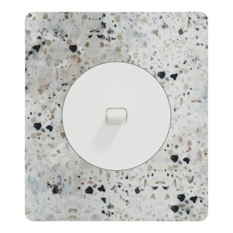 Schneider Odace - va-et-vient ou poussoir à levier 10AX blanc - avec plaque Architecte terrazzo - Réf : S920203-PAT