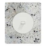 Schneider Odace - va-et-vient ou poussoir à levier 10AX blanc - avec plaque Architecte terrazzo - Réf : S920203-PAT