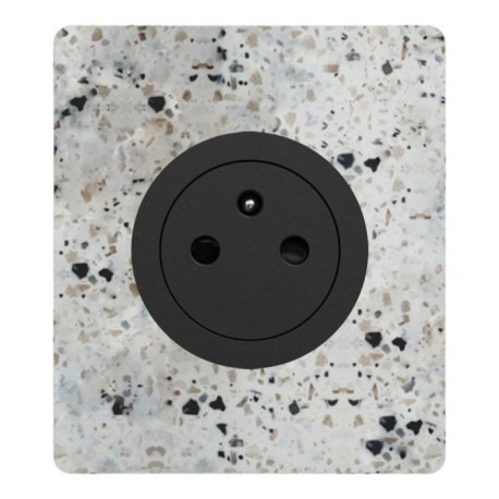 Schneider Odace - Prise 2P+T affleurante noir onyx- 10AX - avec plaque Architecte Terrazzo - Réf : S940052-PAT