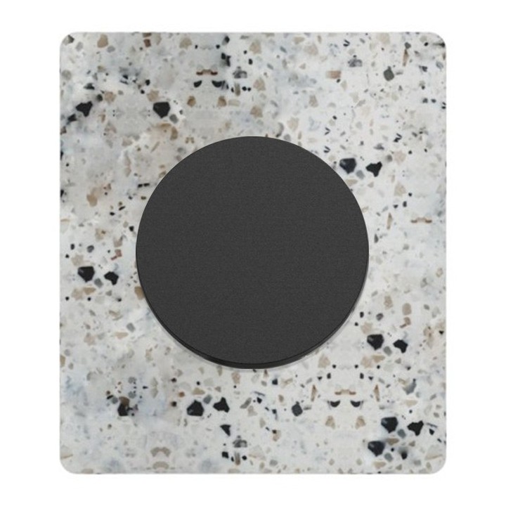 Schneider Odace - Va-et-vient ou poussoir noir onyx- 10AX - avec plaque Architecte Terrazzo - Réf : S940052-PAT