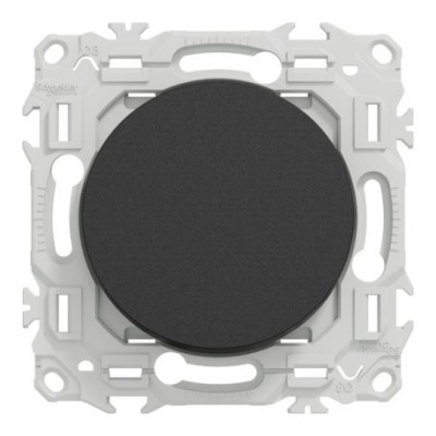 Schneider Odace - Va-et-vient ou poussoir noir onyx- 10AX - avec plaque Architecte Terrazzo - Réf : S940204-PAT