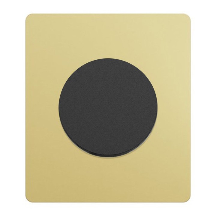 Schneider Odace - va-et-vient ou poussoir noir onyx - 10AX - avec plaque Architecte laiton - Réf : S940204-PAL