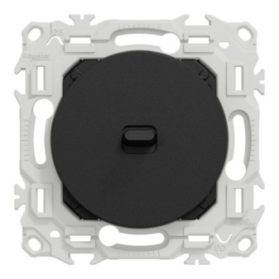 Schneider Odace - va-et-vient ou poussoir à levier noir onyx - 10AX - avec plaque Architecte laiton - Réf : S940203-PAL
