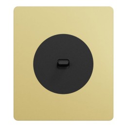 Schneider Odace - va-et-vient ou poussoir à levier noir onyx - 10AX - avec plaque Architecte laiton - Réf : S940203-PAL