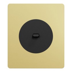 Schneider Odace - va-et-vient ou poussoir à levier noir onyx - 10AX - avec plaque Architecte laiton - Réf : S940203-PAL