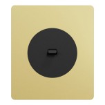 Schneider Odace - va-et-vient ou poussoir à levier noir onyx - 10AX - avec plaque Architecte laiton - Réf : S940203-PAL