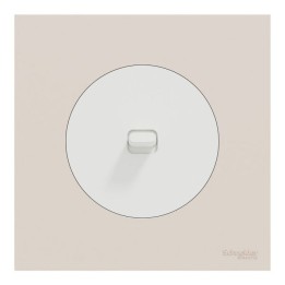 Schneider Odace - va-et-vient ou poussoir à levier blanc craie - 10AX - avec plaque de finition beige sable - Réf : S920203-PCS