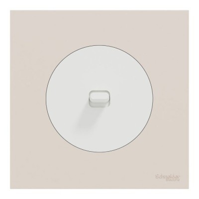 Schneider Odace - va-et-vient ou poussoir à levier blanc craie - 10AX - avec plaque de finition beige sable - Réf : S920203-PCS