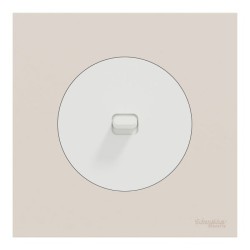 Schneider Odace - va-et-vient ou poussoir à levier blanc craie - 10AX - avec plaque de finition beige sable - Réf : S920203-PCS