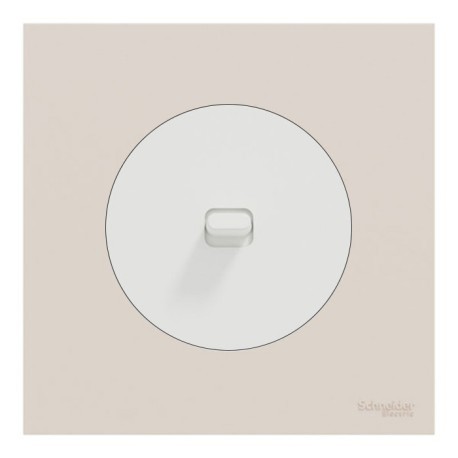 Schneider Odace - va-et-vient ou poussoir à levier blanc craie - 10AX - avec plaque de finition beige sable - Réf : S920203-PCS