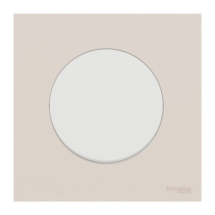 Schneider Odace - va-et-vient ou poussoir blanc craie - 10AX - avec plaque de finition beige sable - Réf : S920204-PCB