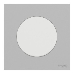 Schneider Odace - va-et-vient ou poussoir blanc craie - 10AX - avec plaque de finition gris galet - Réf : S920204-PCG