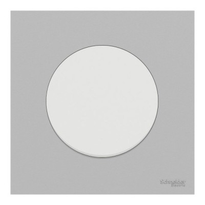 Schneider Odace - va-et-vient ou poussoir blanc craie - 10AX - avec plaque de finition gris galet - Réf : S920204-PCG