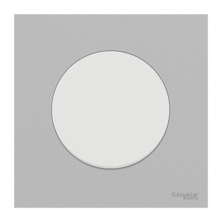 Schneider Odace - va-et-vient ou poussoir blanc craie - 10AX - avec plaque de finition gris galet - Réf : S920204-PCG