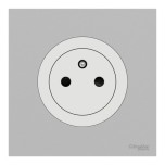 Schneider Odace - Prise 2P+T affleurante blanc craie - avec plaque de finition gris galet - bornes auto - Réf : S920052-PCGG