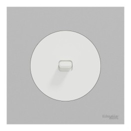 Schneider Odace - va-et-vient ou poussoir à levier blanc craie - 10AX - avec plaque de finition gris galet - Réf : S920203-PCGG