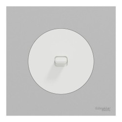 Schneider Odace - va-et-vient ou poussoir à levier blanc craie - 10AX - avec plaque de finition gris galet - Réf : S920203-PCGG