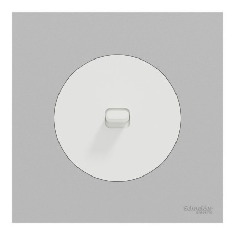 Schneider Odace - va-et-vient ou poussoir à levier blanc craie - 10AX - avec plaque de finition gris galet - Réf : S920203-PCGG