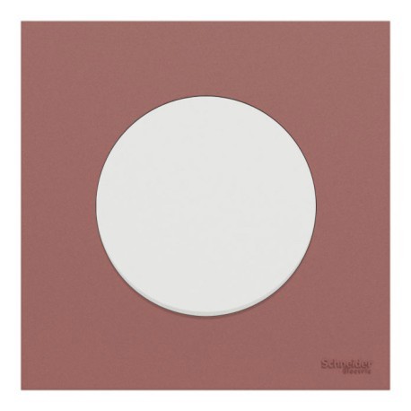 Schneider Odace - va-et-vient ou poussoir blanc craie - 10AX - avec plaque de finition rose grenat - Réf : S920204-PCR