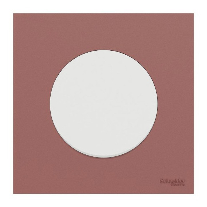 Schneider Odace - va-et-vient ou poussoir blanc craie - 10AX - avec plaque de finition rose grenat - Réf : S920204-PCR