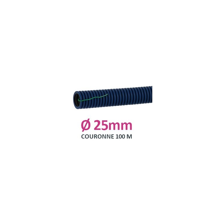 Legrand - Conduit ICTA TurboGliss® Ø25mm - courant fort - tire-fils - marquage métrique - couronne 100 m - RAL5010 - Réf : 05125