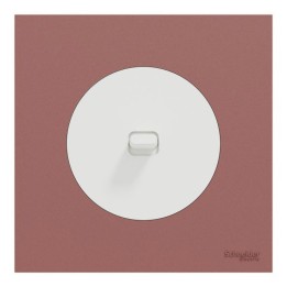 Schneider Odace - va-et-vient ou poussoir à levier blanc craie - 10AX - avec plaque de finition rose grenat - Réf : S920203-PCR