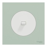 Schneider Odace - va-et-vient ou poussoir à levier blanc craie - 10AX - avec plaque de finition vert jade - Réf : S920203-PCV