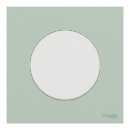 Schneider Odace - va-et-vient ou poussoir blanc craie - 10AX - avec plaque de finition vert jade - Réf : S920204-PCV