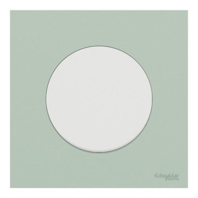 Schneider Odace - va-et-vient ou poussoir blanc craie - 10AX - avec plaque de finition vert jade - Réf : S920204-PCV