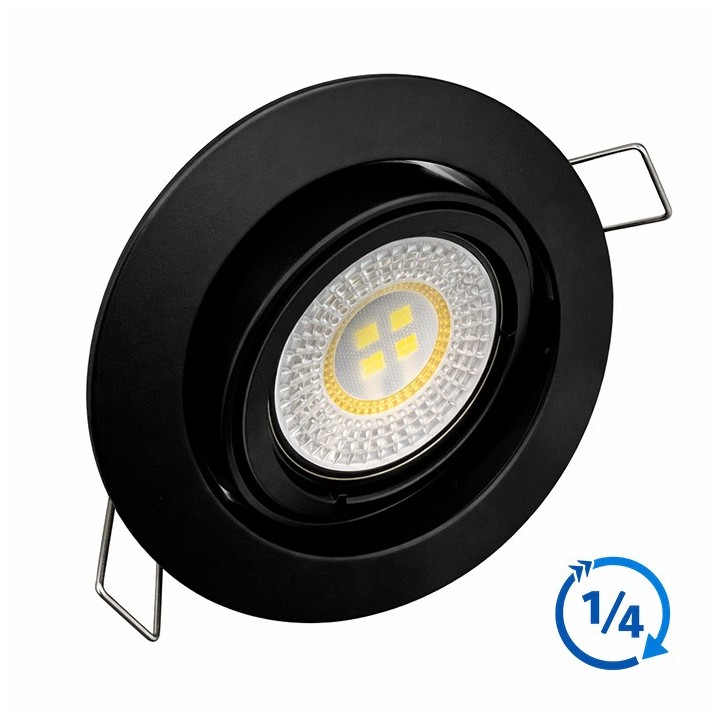 KIT Spot encastré - orientable 1/4 de tour - 3000k - rond - noir mat - LED 5W - Réf: KRI30044