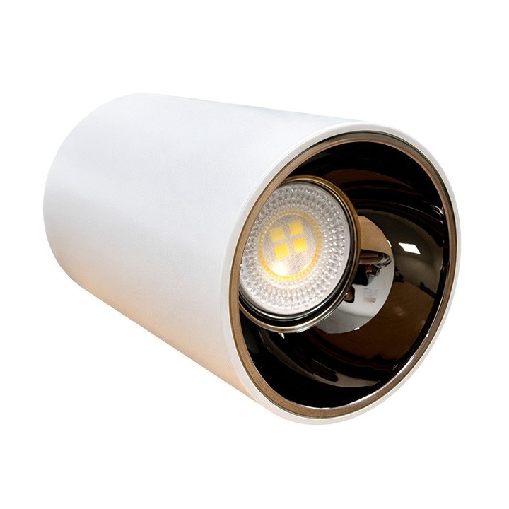 Krisane - Support spot saillie cylindrique avec douille et ampoule 4000K - noir et blanc - Réf : KRI40002