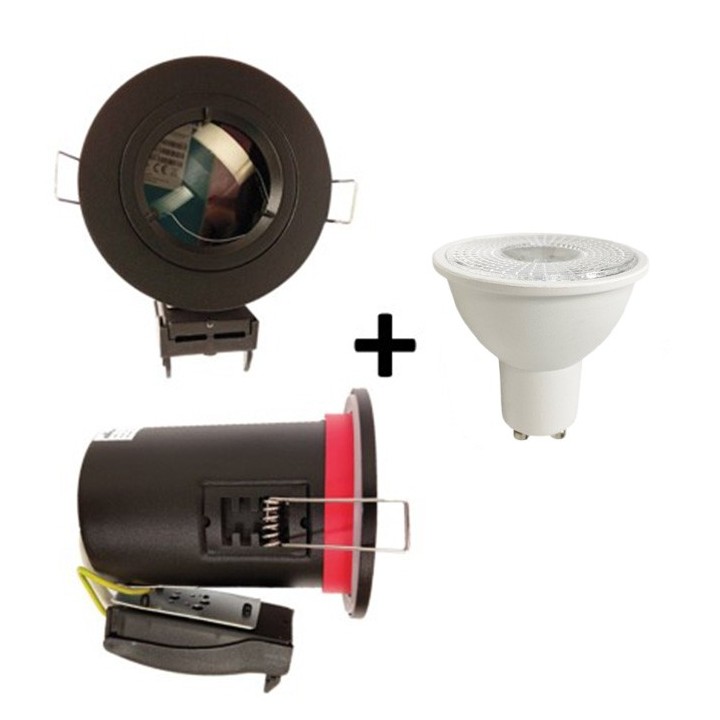 KIT Spot encastré - fixe - recouvrable - 4000k - 1/4 de tour - IP65 - noir - LED 5W - Réf : KRI40049