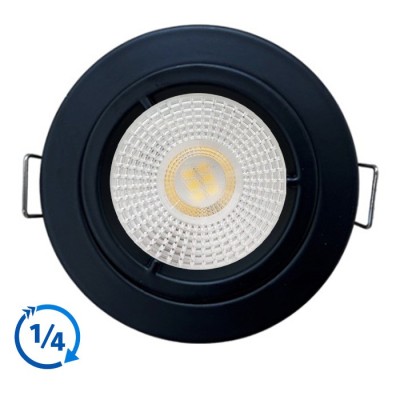 KIT Spot encastré - fixe 1/4 de tour - 3000k - rond - noir mat - LED 5W - Réf : KRI30043