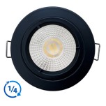 KIT Spot encastré - fixe 1/4 de tour - 4000k - rond - noir mat - LED 5W - Réf : KRI40043