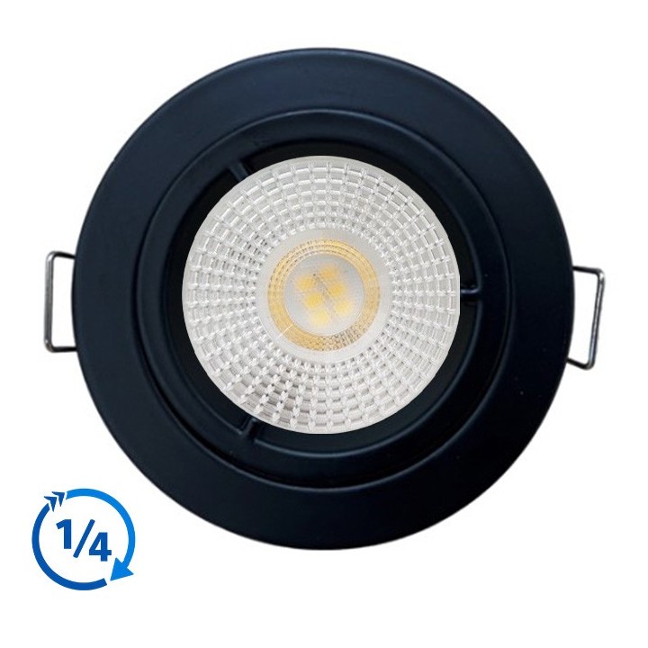 KIT Spot encastré - fixe 1/4 de tour - 4000k - rond - noir mat - LED 5W - Réf : KRI40043