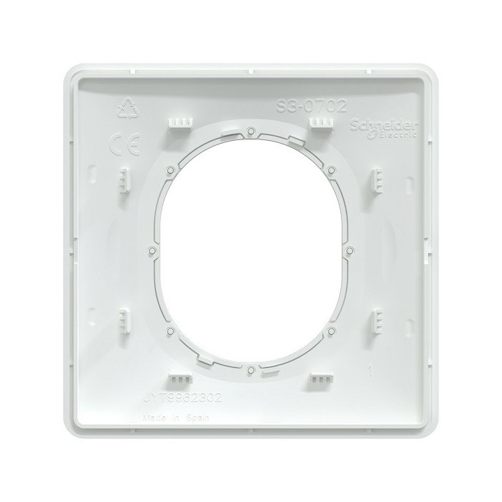 Schneider - Ovalis - Plaque de finition - 1 poste Blanc avec bague effet Laiton - Réf : S320702D