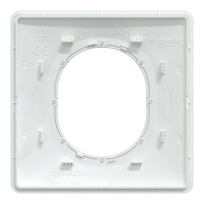 Schneider - Ovalis - Plaque de finition - 1 poste Blanc avec bague effet Argent Chromé - Réf : S320702F